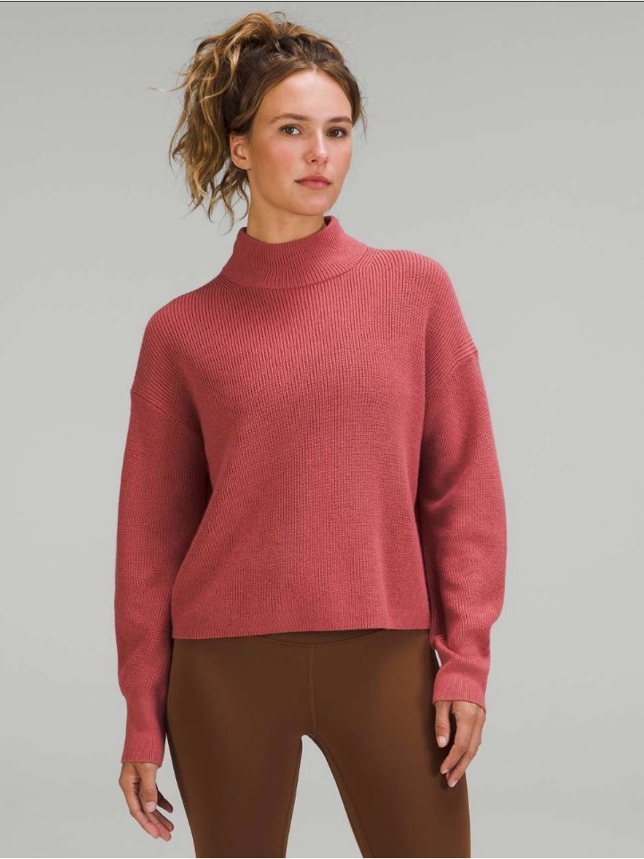 Lululemon Merino Wool-Blend Ribbed Turtleneck Sweater Brier Rose